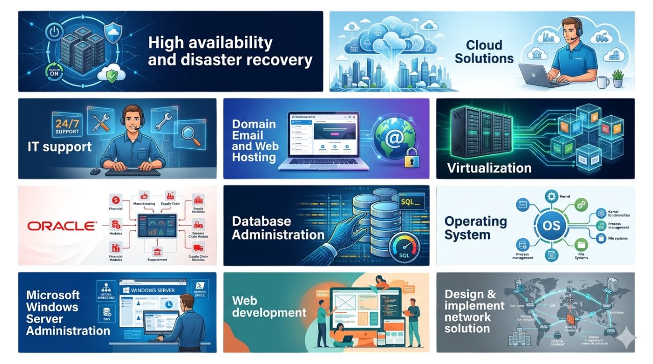 Illustration of the ESOLTECH team delivering IT solutions